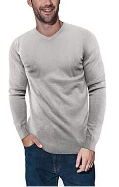 XRAY Slim Fit Pullover Sweater Long Sleeve V-Neck Ribbed Hem Cuff Gray  Medium